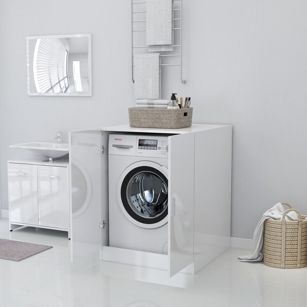 vidaXL Armário máquina lavar roupa 71x71,5x91,5 cm branco brilhante