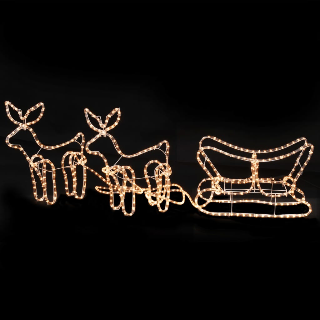 vidaXL Iluminação de Natal 2 renas e trenó 300x24x47 cm