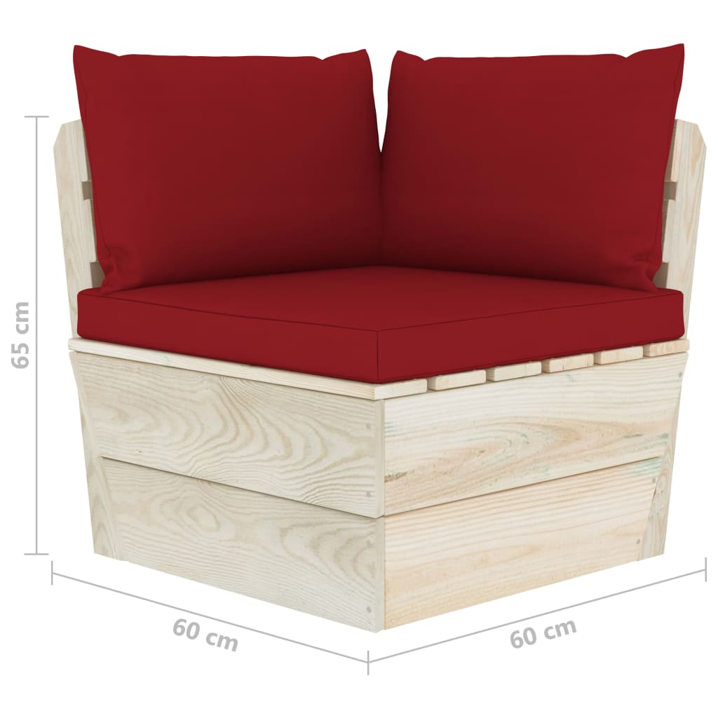 vidaXL 11 pcs conjunto lounge de paletes + almofadões madeira de abeto