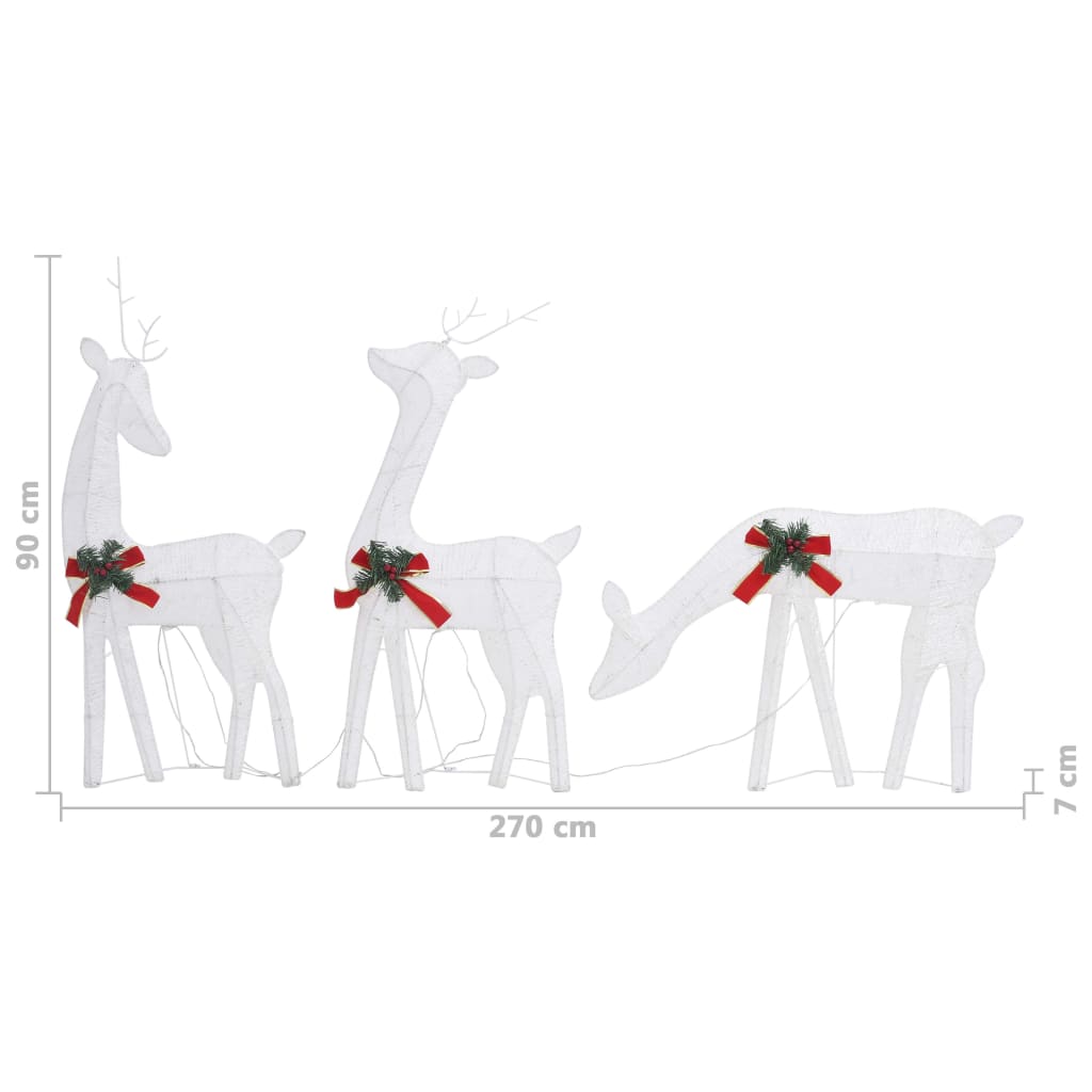 vidaXL Família de renas de Natal 270x7x90 malha branca