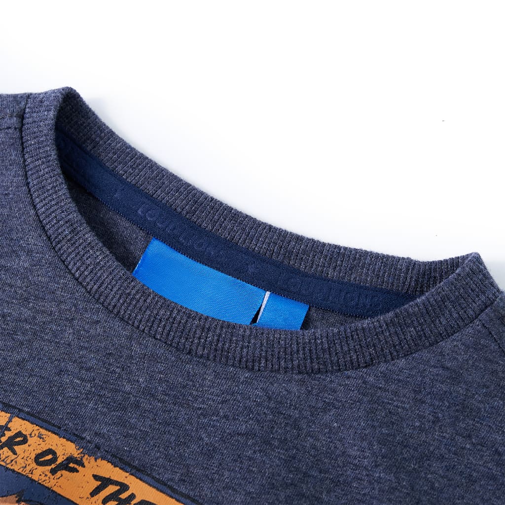 T-shirt de manga comprida para criança azul-escuro mesclado 92