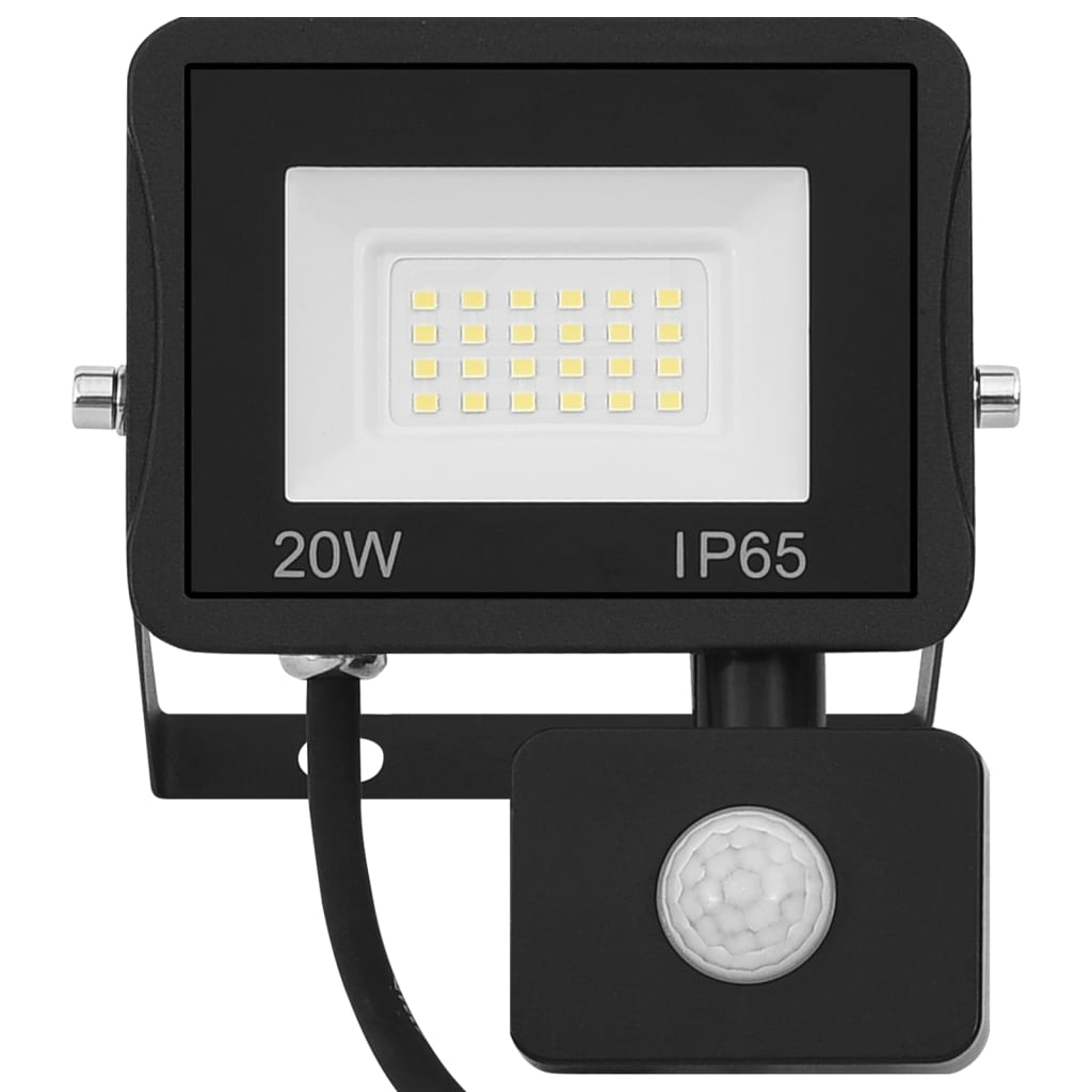 vidaXL Projetor c/ iluminação LED e sensor 20 W branco quente