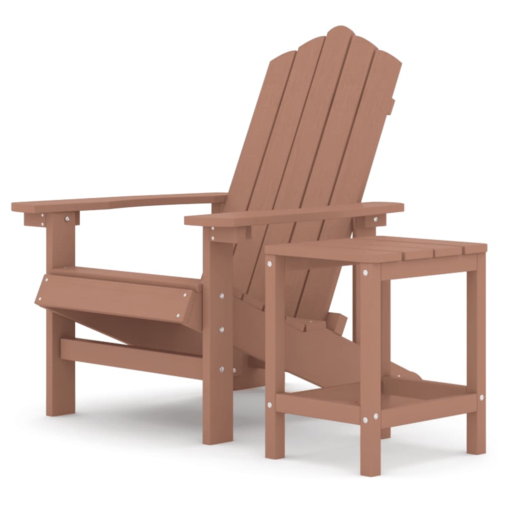 vidaXL Cadeira de jardim Adirondack com mesa PEAD castanho