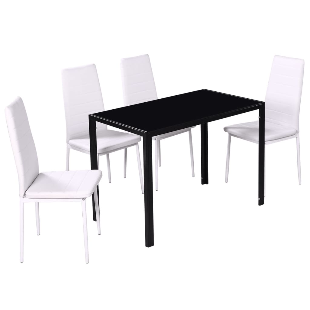 vidaXL Conjunto mesa de jantar 5 pcs preto e branco