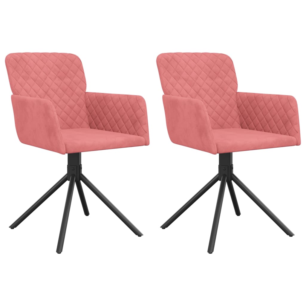 vidaXL Cadeiras de jantar giratórias 2 pcs veludo rosa
