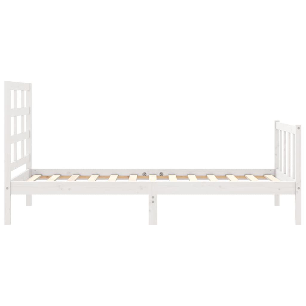 vidaXL Estrutura de cama com cabeceira 90x190 cm madeira maciça branco