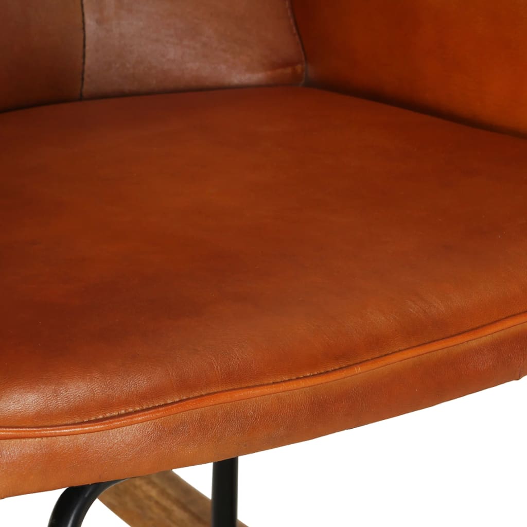 vidaXL Cadeira de baloiço couro genuíno cor bronze