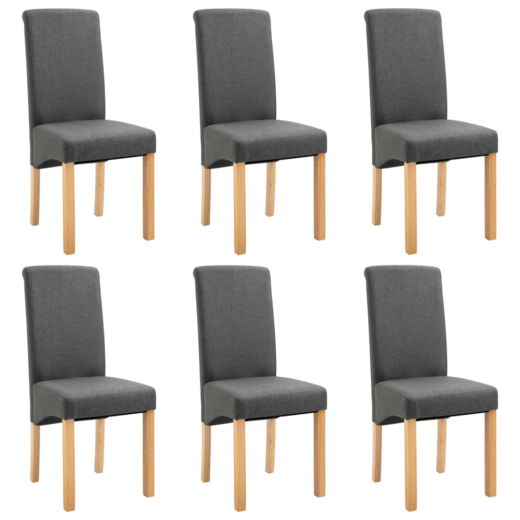 vidaXL Cadeiras de jantar 6 pcs tecido cinzento
