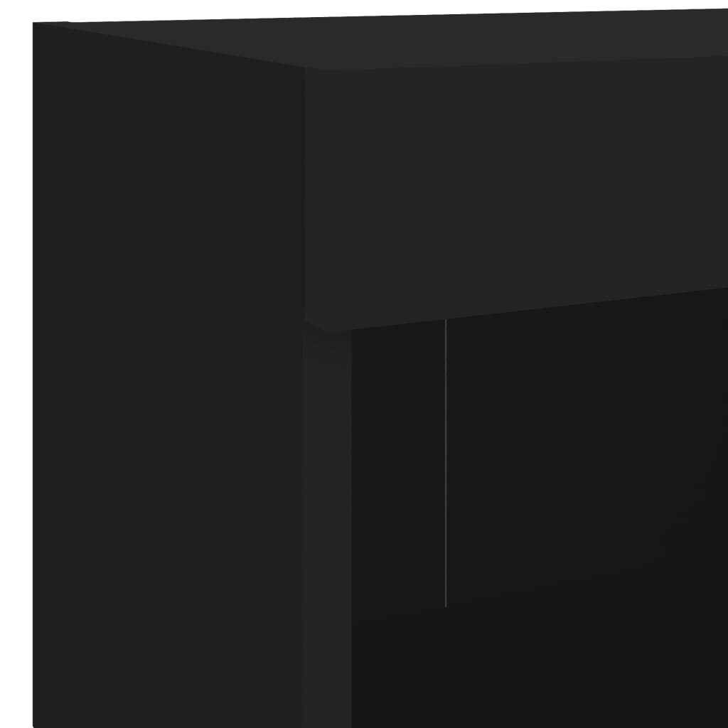 vidaXL Mesa de cabeceira de parede com luzes LED preto