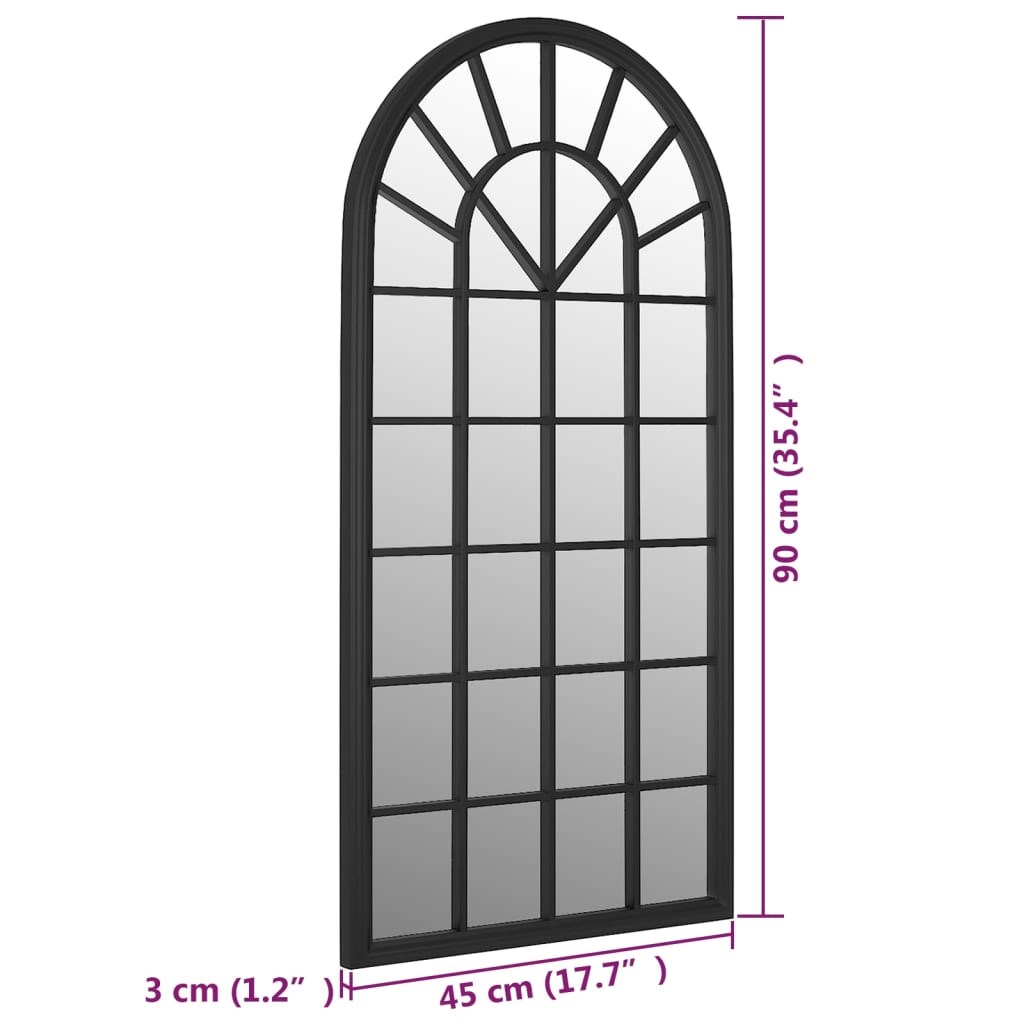vidaXL Espelho de jardim p/ uso exterior ferro 90x45 cm preto