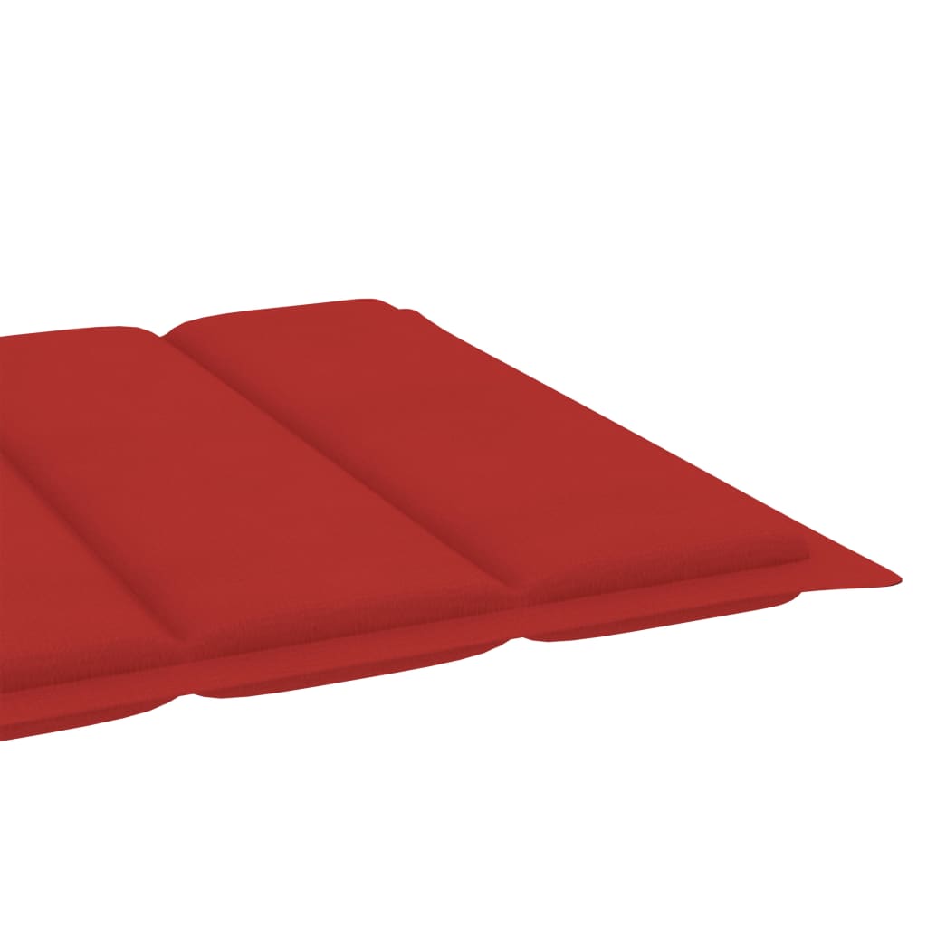 vidaXL Espreguiçadeira com almofadão vermelho madeira teca maciça