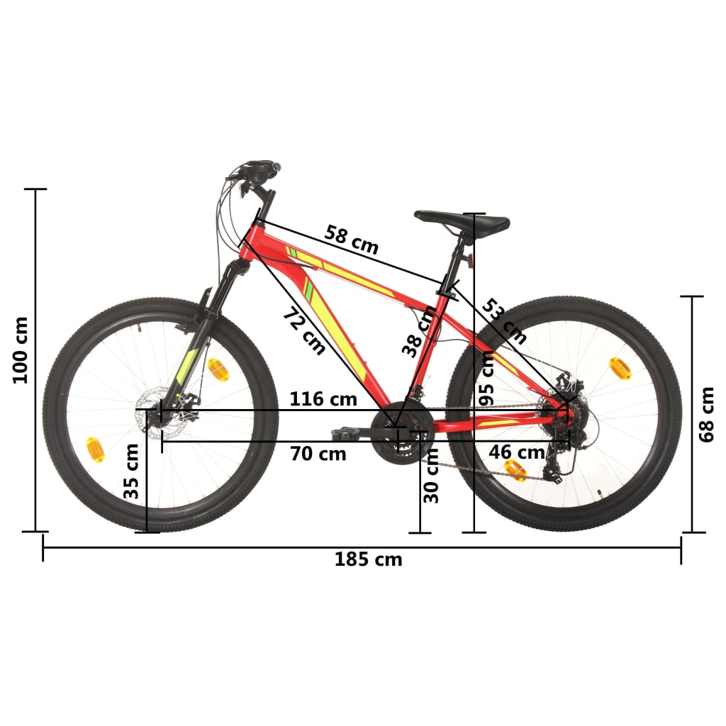 vidaXL Bicicleta de montanha 21 velocidades roda 27,5" 38 cm vermelho