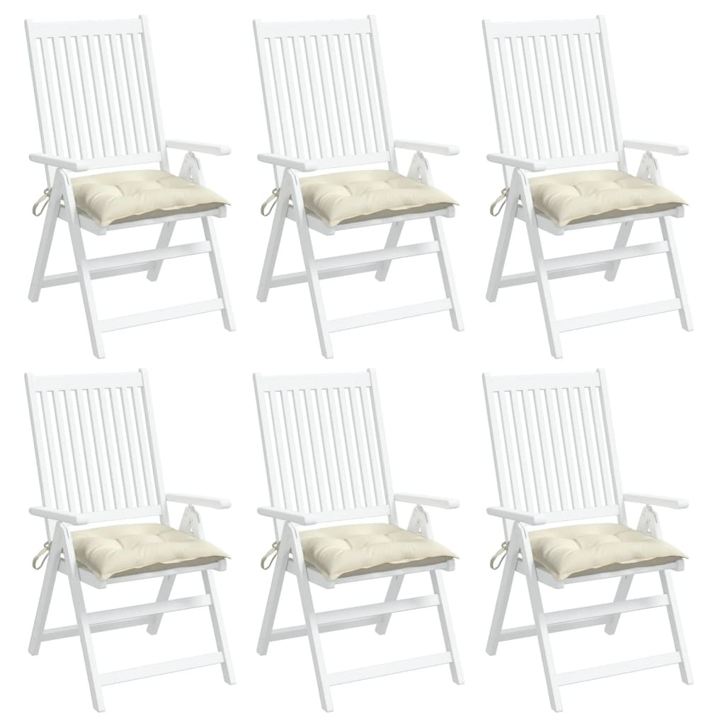vidaXL Almofadões de cadeira 6 pcs 40x40x7cm tecido oxford branco nata