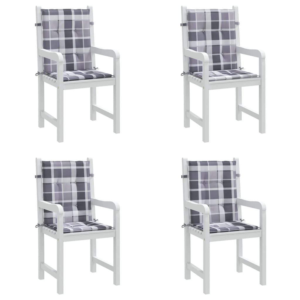 vidaXL Almofadões lombares cadeiras jardim 4pcs oxford xadrez cinza