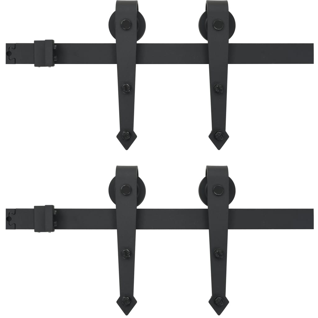 vidaXL Kit de ferragens para porta deslizante 2x183 cm aço preto