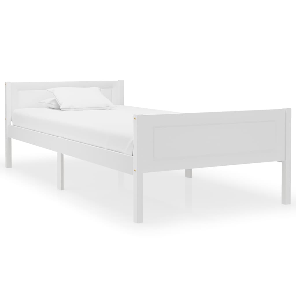 vidaXL Estrutura de cama 100x200 cm madeira pinho maciço branco