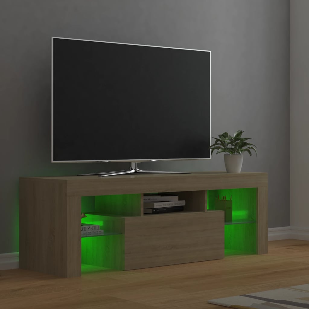 vidaXL Móvel de TV com luzes LED 120x35x40 cm carvalho sonoma