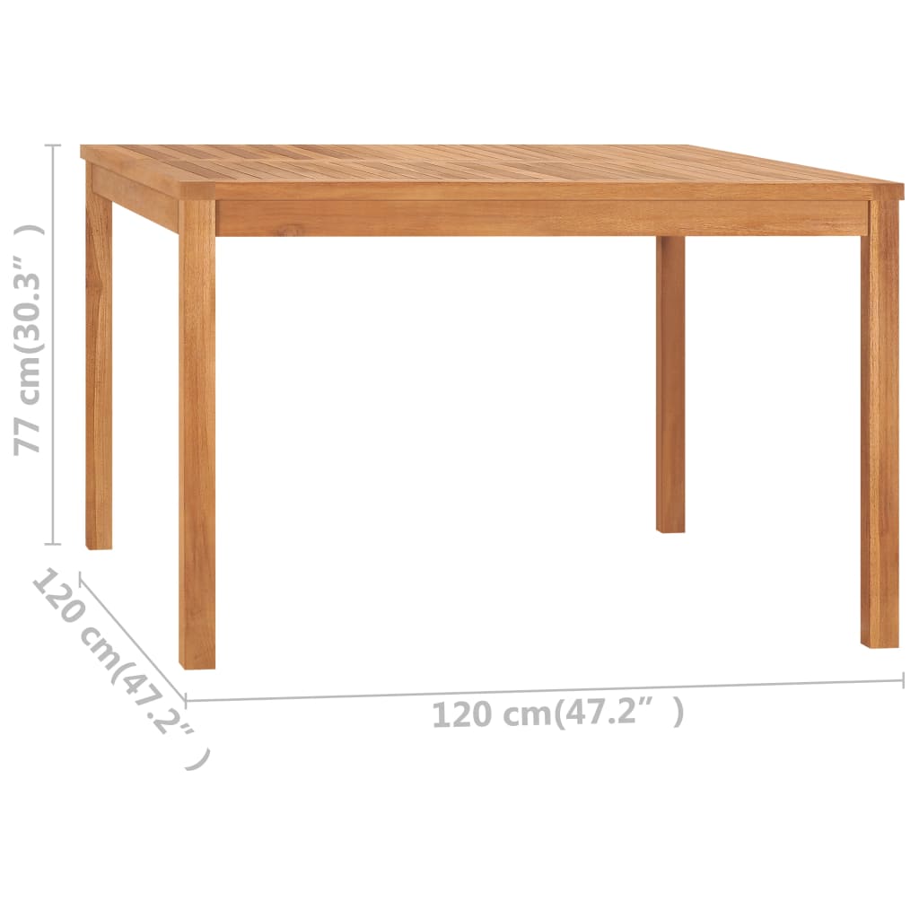 vidaXL Mesa de jantar p/ jardim 120x120x77 madeira de teca maciça