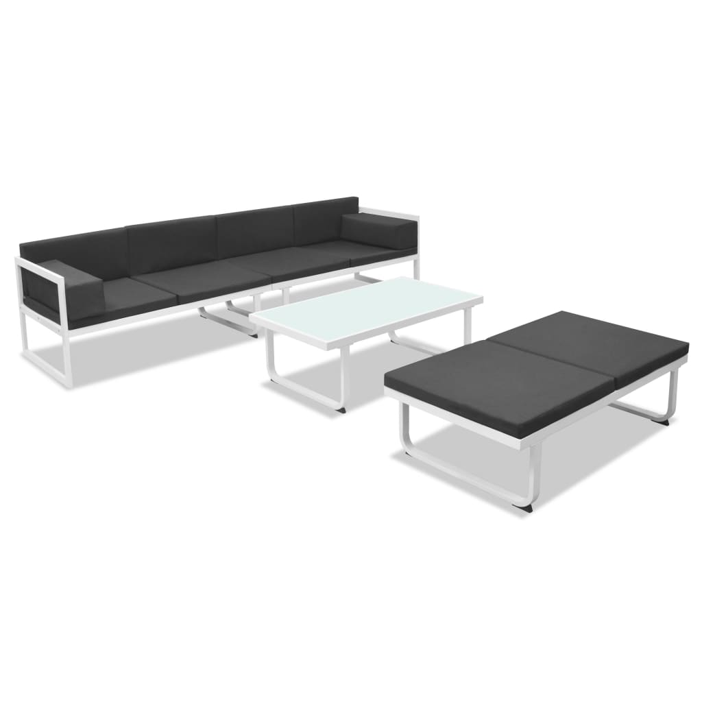 vidaXL 4 pcs conjunto lounge p/ jardim com almofadas alumínio preto