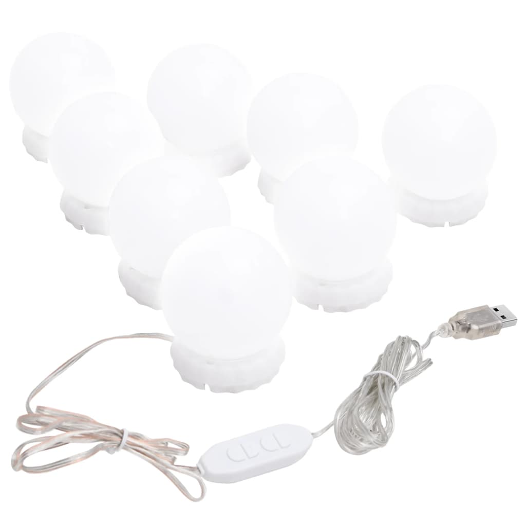 vidaXL Iluminação de espelho c/ 8 lâmpadas LED branco quente e frio