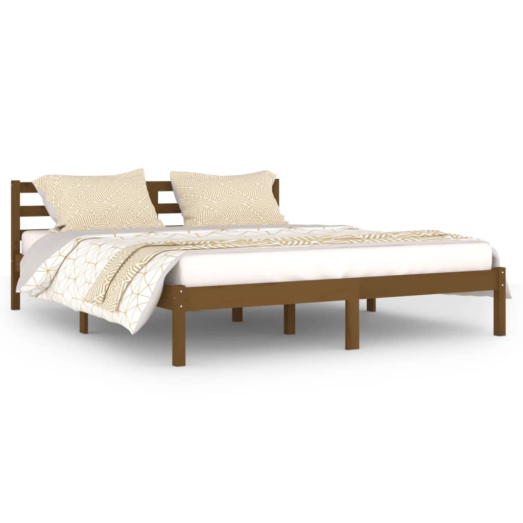 vidaXL Estrutura de cama 160x200 cm madeira pinho maciço castanho mel