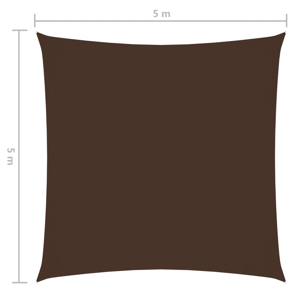vidaXL Para-sol estilo vela tecido oxford quadrado 5x5 m castanho