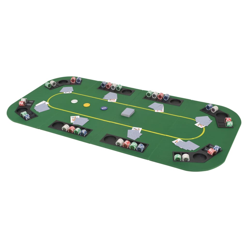 vidaXL Tabuleiro póquer dobrável em 4 p/ 8 jogadores retangular verde