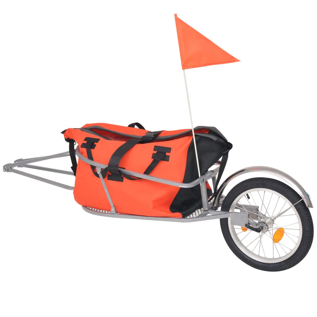 vidaXL Reboque de carga para bicicleta com saco laranja e preto