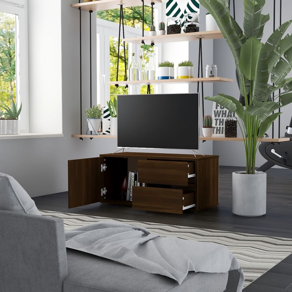 vidaXL Móvel TV 80x34x36 cm derivados de madeira cor carvalho castanho