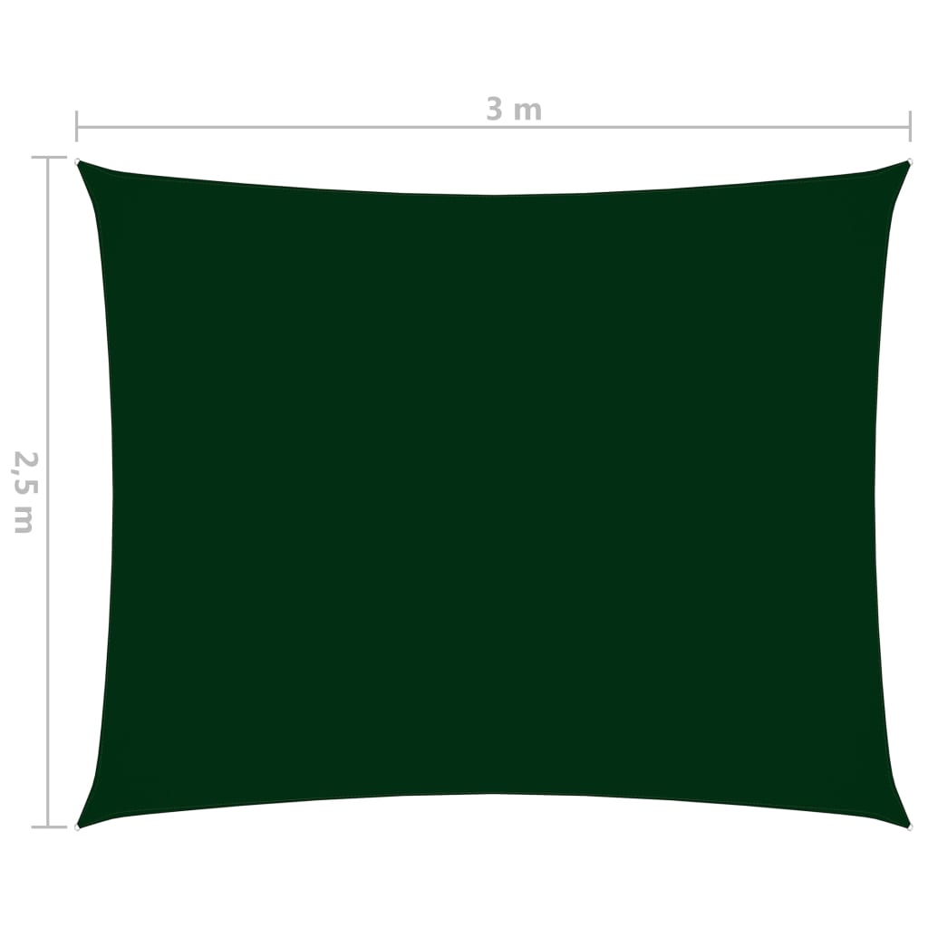 vidaXL Para-sol vela tecido oxford retangular 2,5x3 m verde-escuro