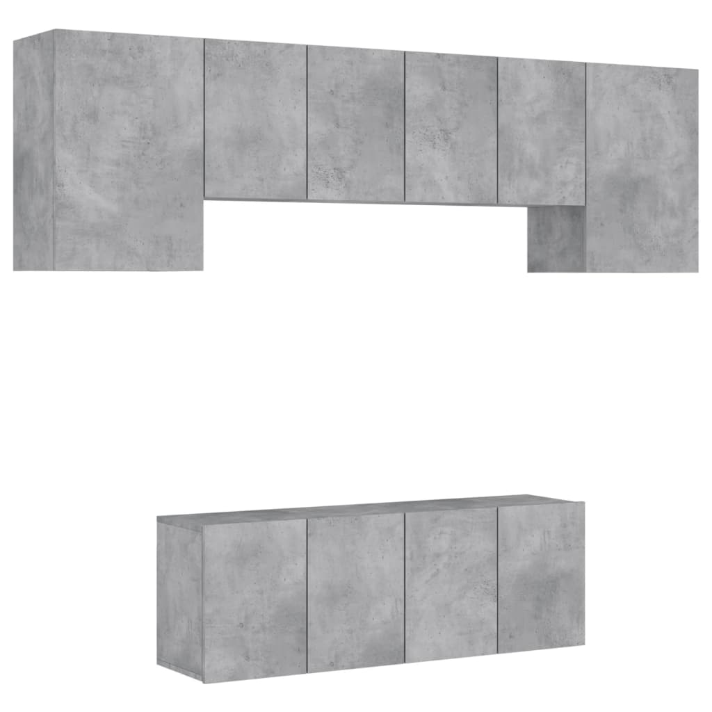 vidaXL 6 pcs móveis de parede p/ TV derivados de madeira cinza cimento