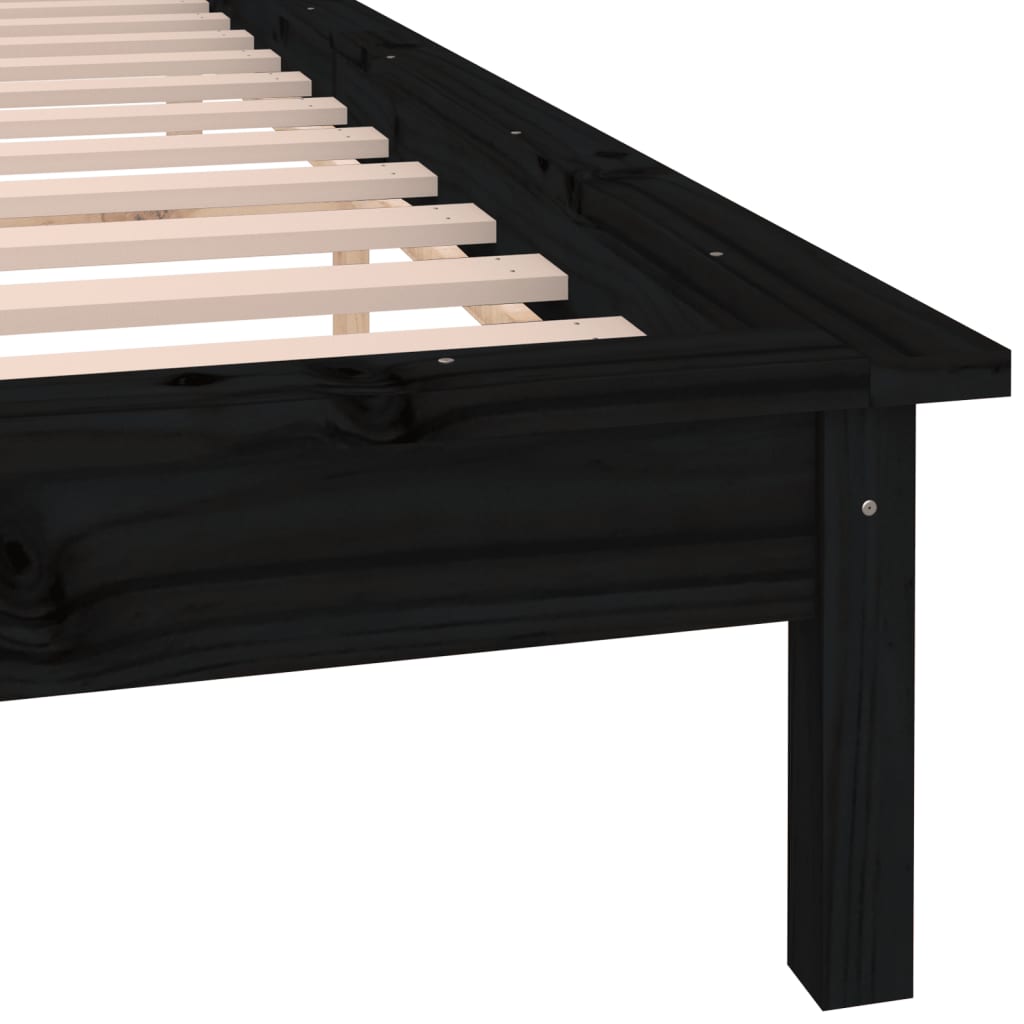 vidaXL Estrutura de cama com luzes LEDs 120x200cm madeira maciça preto