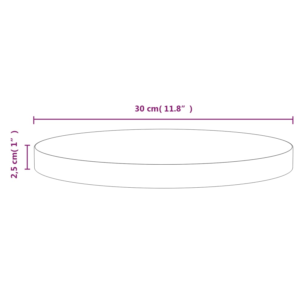 vidaXL Tampo de mesa pinho maciço Ø30x2,5 cm