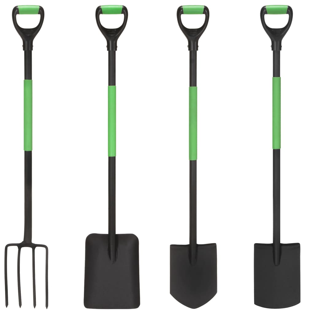 vidaXL Conjunto de ferramentas de jardim 4 pcs pega em D aço