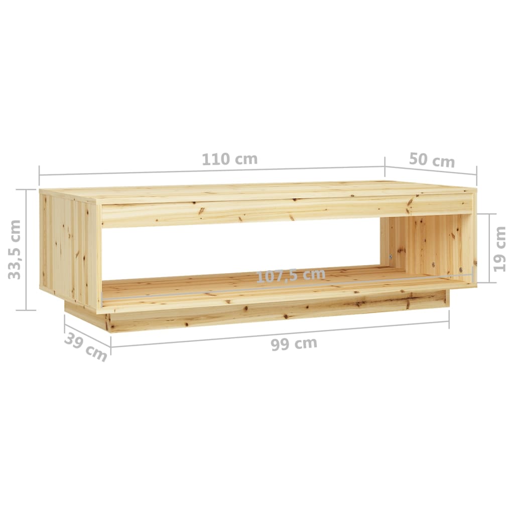 vidaXL Mesa de centro 110x50x33,5 cm madeira de abeto maciça