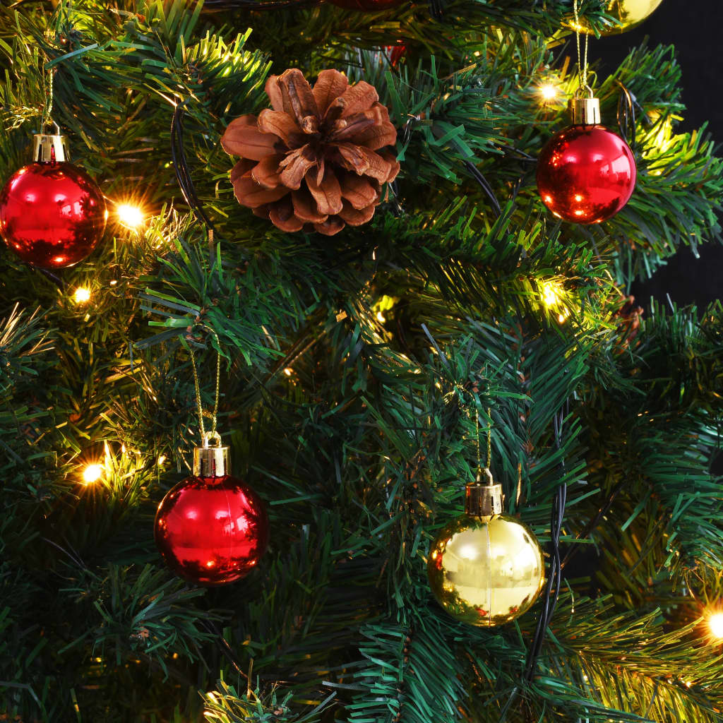vidaXL Árvore de Natal artificial pré-iluminada + enfeites 180cm verde