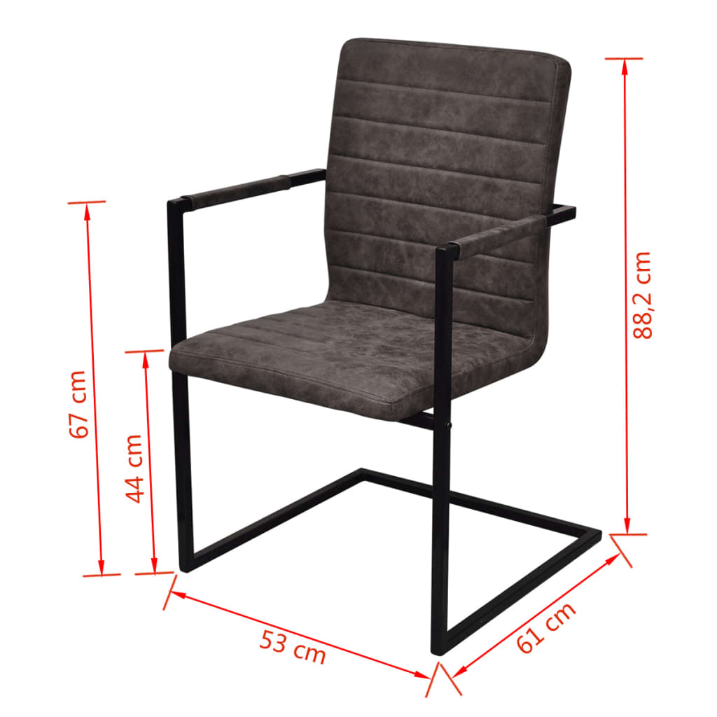 vidaXL Cadeiras de jantar cantilever 2 pcs couro artificial castanho