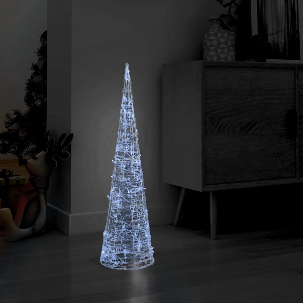 vidaXL Pirâmide iluminação decorativa LEDs acrílico 90 cm branco frio