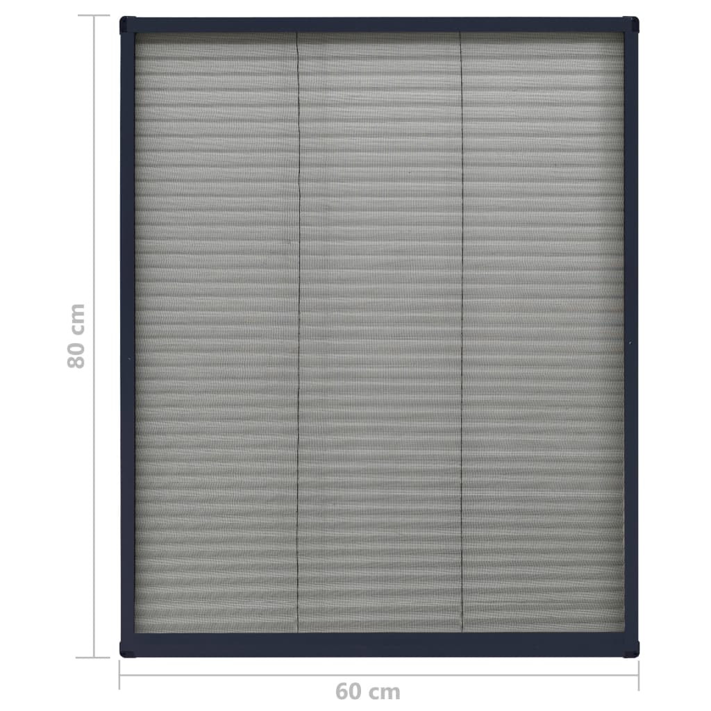 vidaXL Tela anti-insetos plissada janelas 60x80cm alumínio antracite