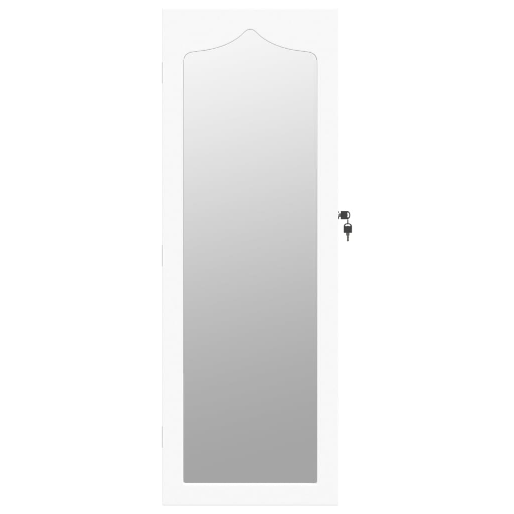 vidaXL Móvel para joias de parede espelhado 37,5x10x106 cm branco
