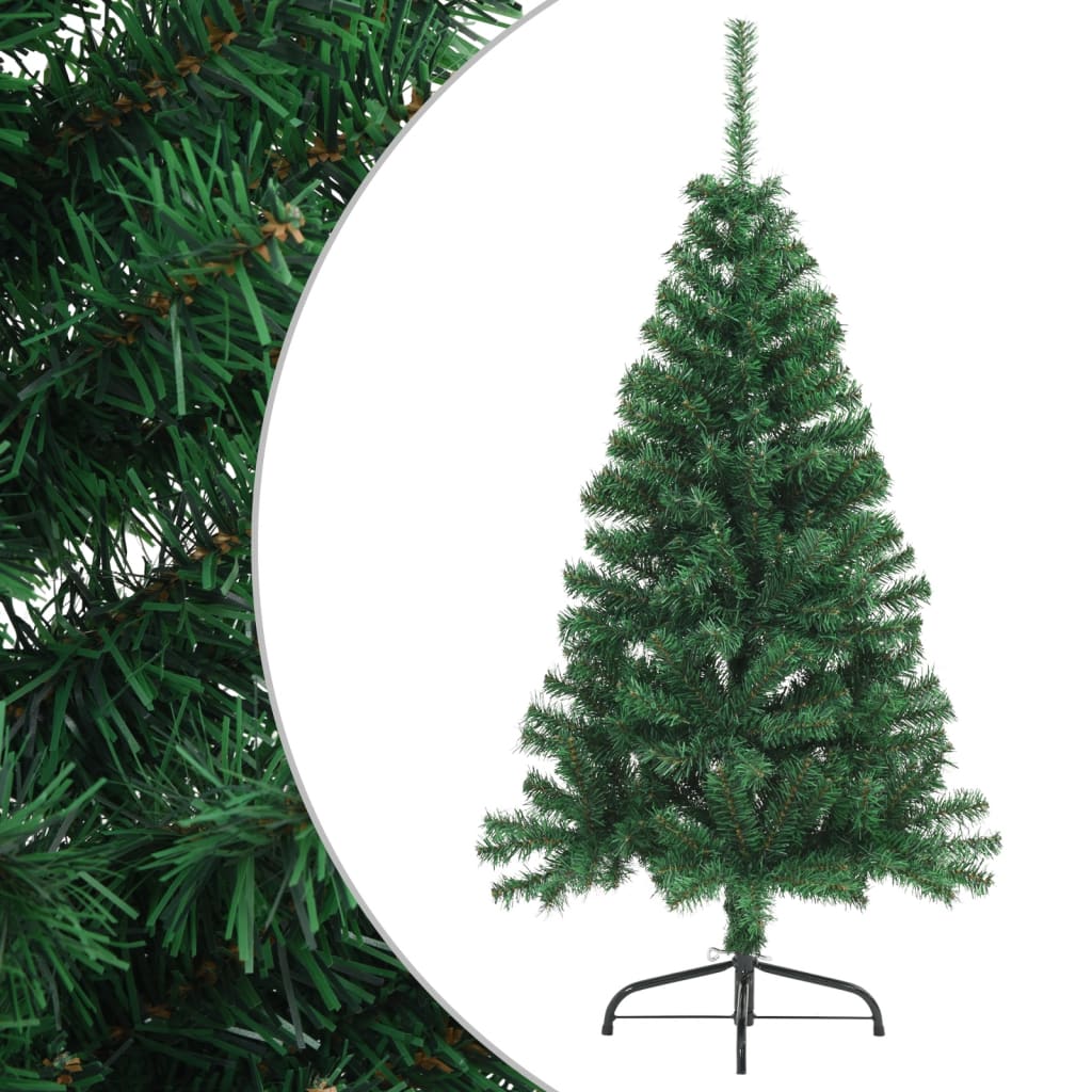vidaXL Meia árvore de Natal artificial com suporte 150 cm PVC verde
