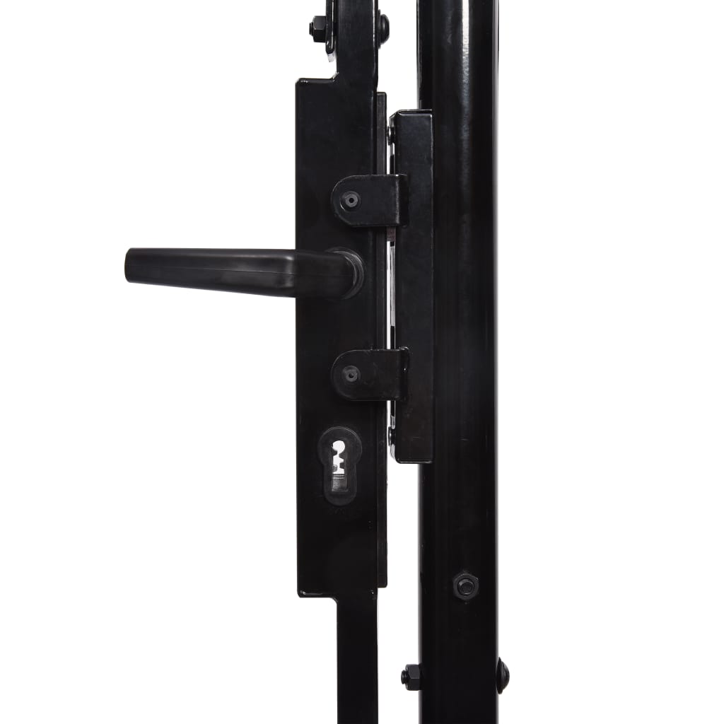 vidaXL Portão de vedação individual topo em espeto aço 1x1,75m preto