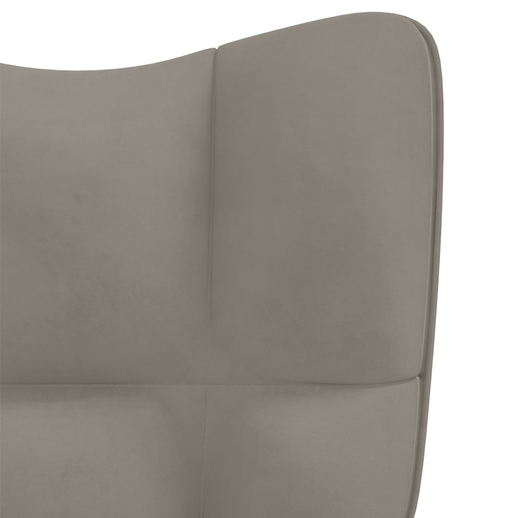 vidaXL Cadeira de baloiçar com banco veludo cinzento-claro