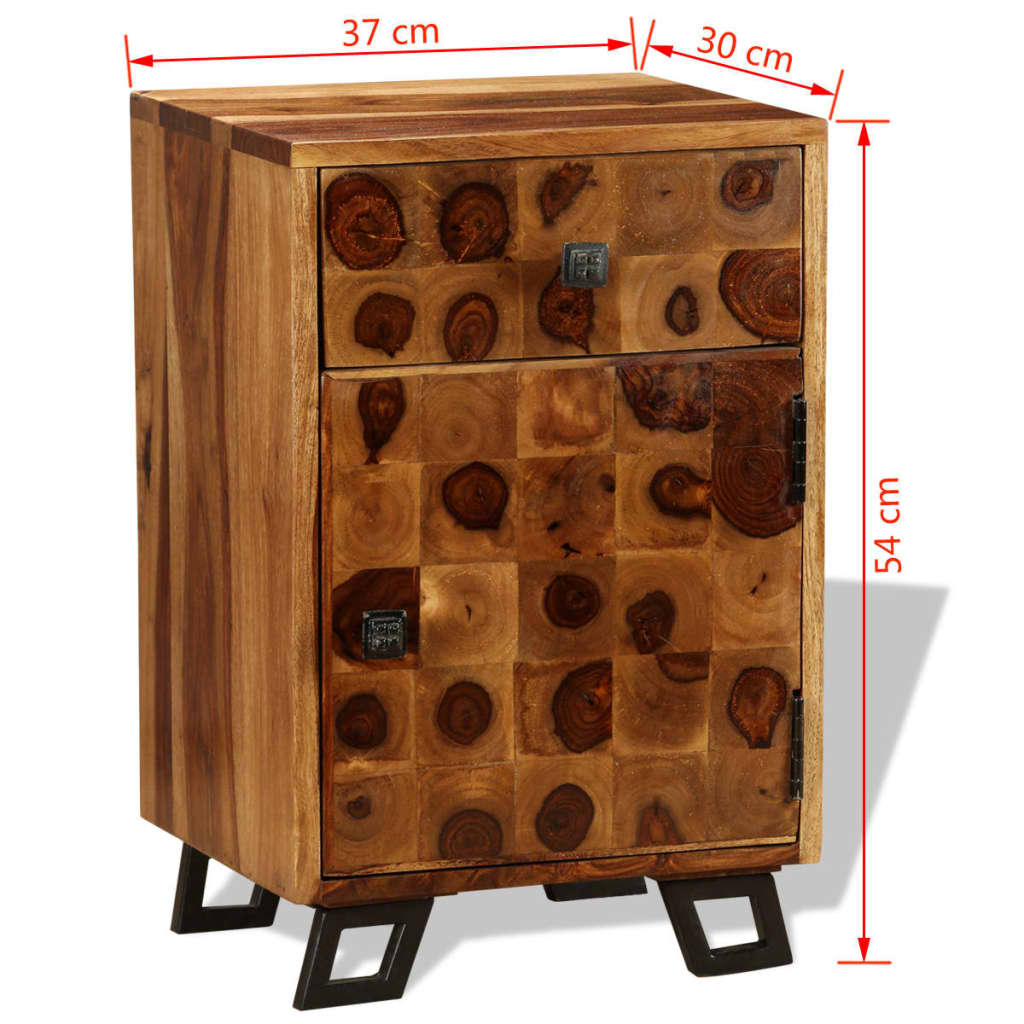 vidaXL Mesa de cabeceira em madeira de sheesham maciça 37x30x54 cm
