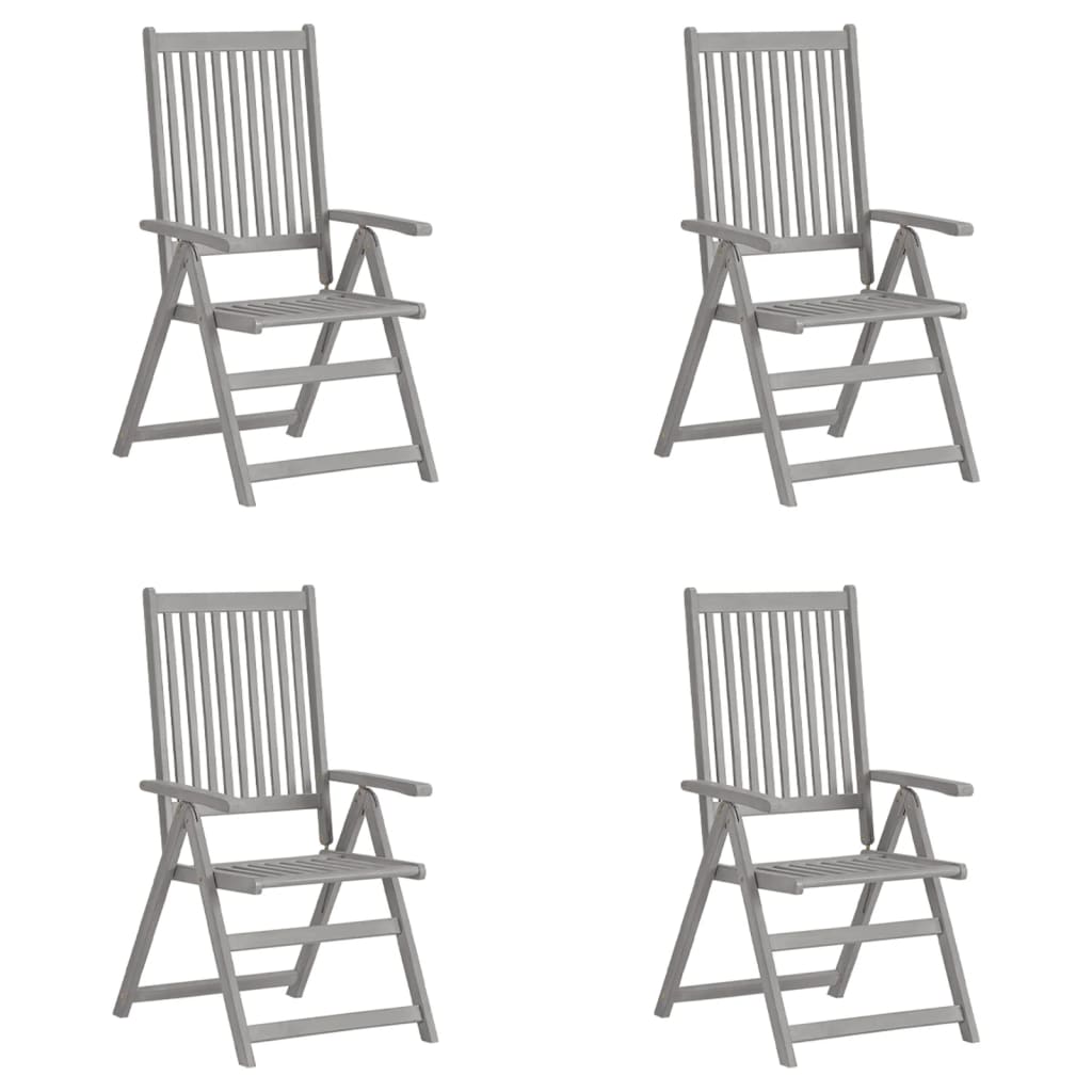 vidaXL Cadeiras jardim reclináveis 4 pcs madeira acácia maciça cinza