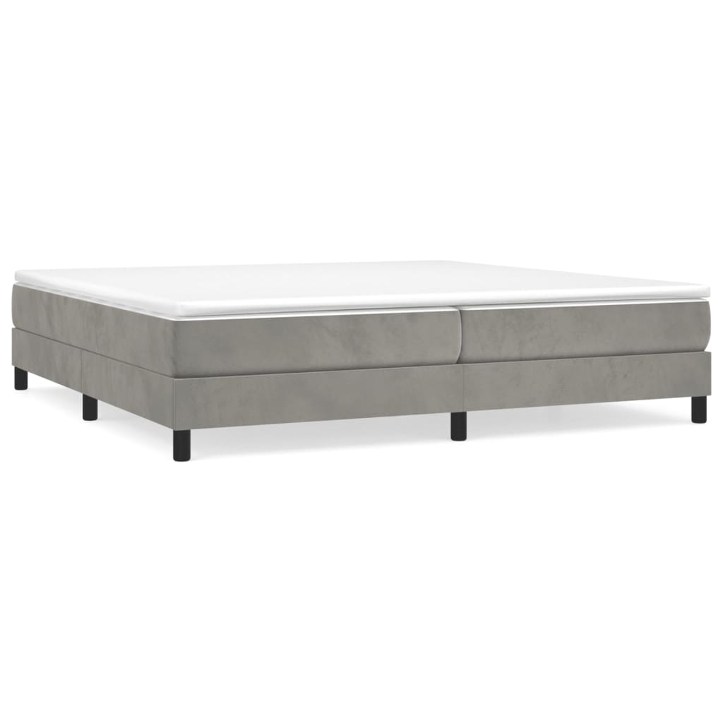 vidaXL Estrutura de cama com molas 200x200 cm veludo cinzento-claro