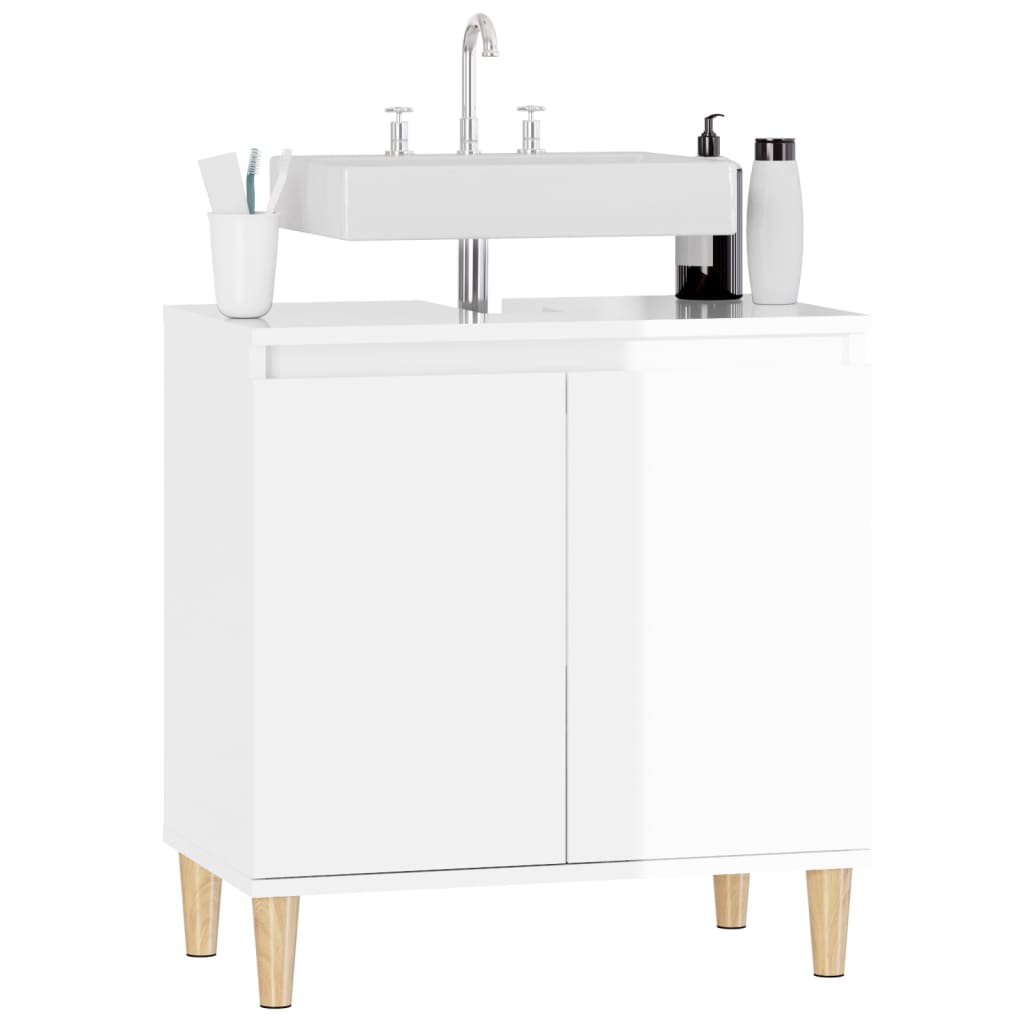 vidaXL Móvel p/ lavatório 58x33x60 cm deriv. madeira branco brilhante