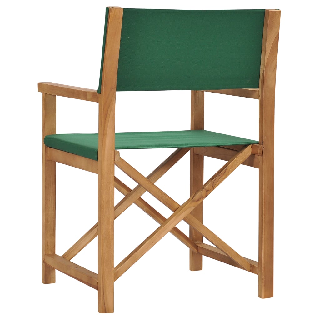 vidaXL Cadeira de realizador dobrável madeira de teca maciça verde