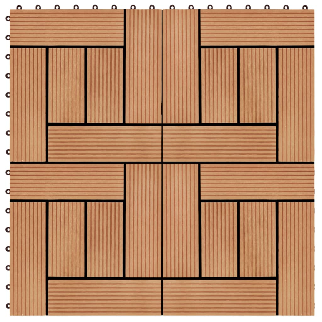 vidaXL Ladrilhos de pavimento 22 pcs WPC 2m² 30x30 cm cor teca