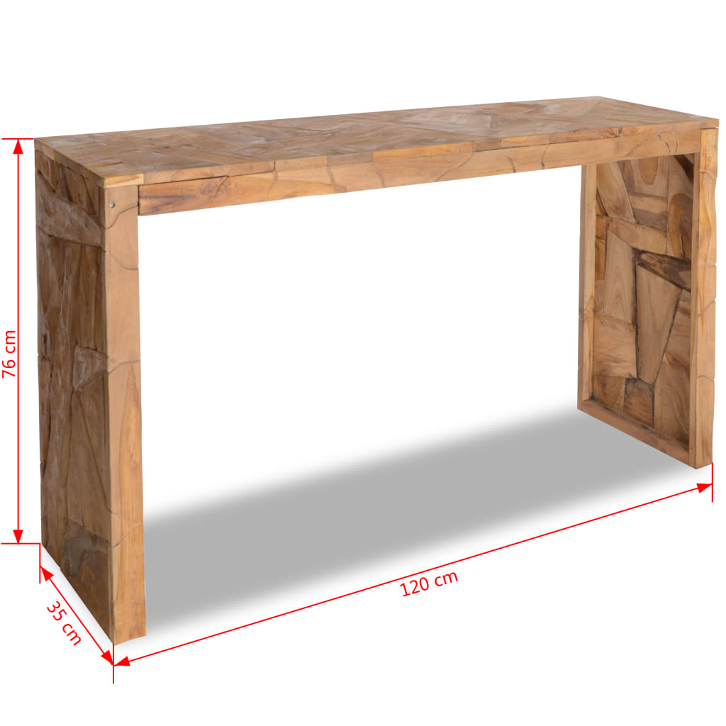 vidaXL Mesa consola em madeira teca recuperada 120x35x76 cm